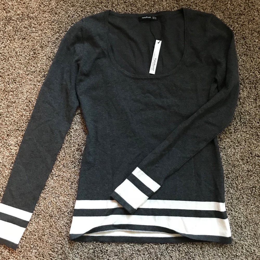 NWT! Beautiful grey and white sweater!